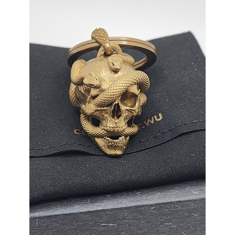 NIB Coppertist Skull & Viper Snake Brass Keychain